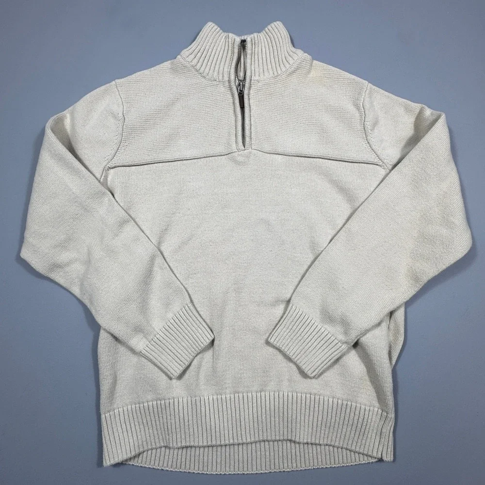 Dockers Mens Quarter Zip Pullover‎ Sweater Beige Cotton Medium